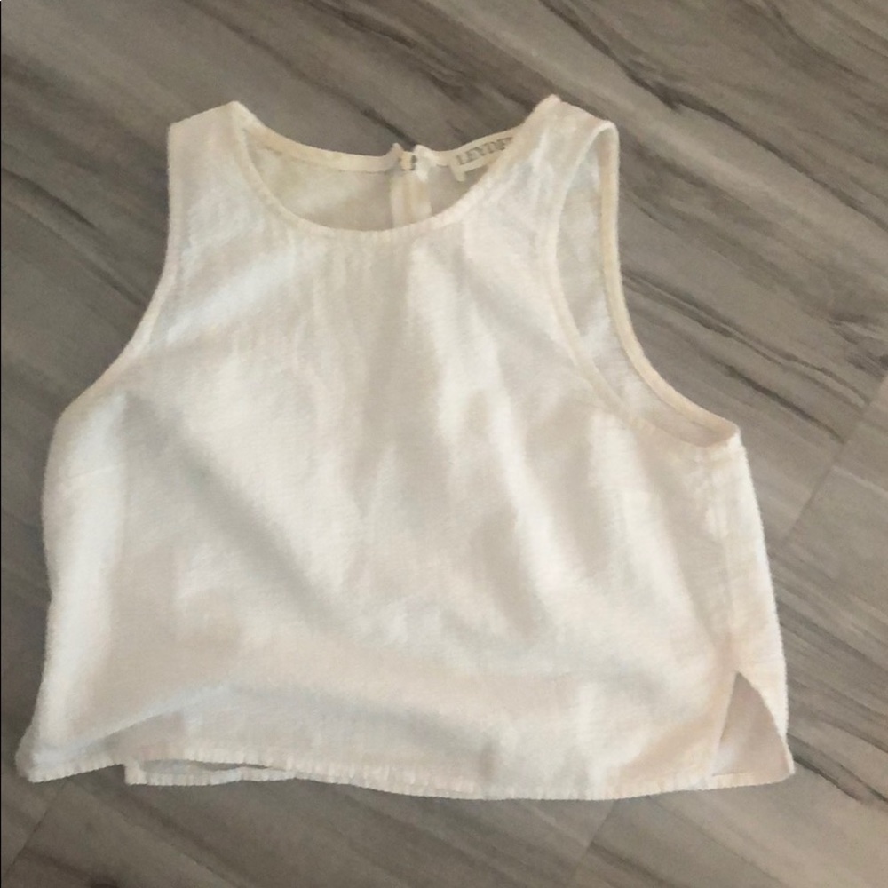 Textured white crop top tank